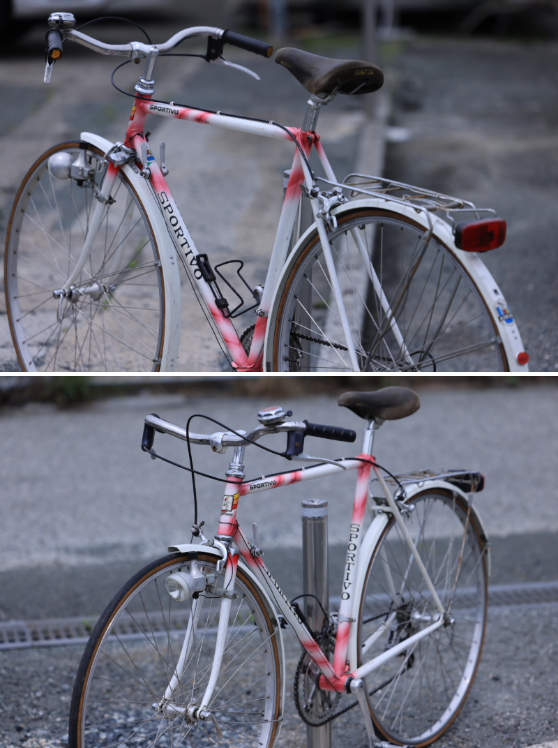 製品保証(A07) SPORTIVO ヴィンテージ自転車 ホワイト/ピンク ヨーロッパ直輸入 ブレーキシューなし A07 27インチ～